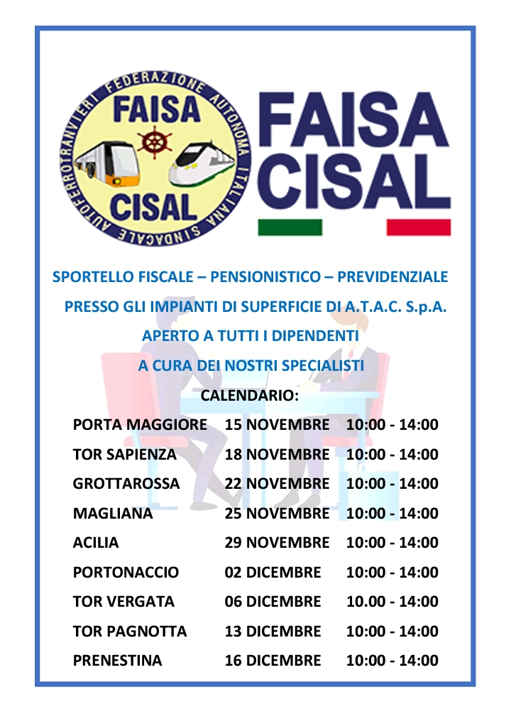 Scopri di più sull'articolo SPORTELLO FISCALE – PENSIONISTICO – PREVIDENZIALE